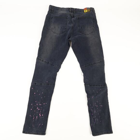 Demolition Jeans Mens 36x32 Splattered Distressed Moto Denim Black - Picture 2 of 15